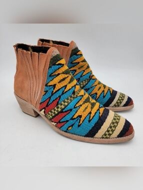 Free People Trail Head Leather Wool Aztec Bohemian Western Boots